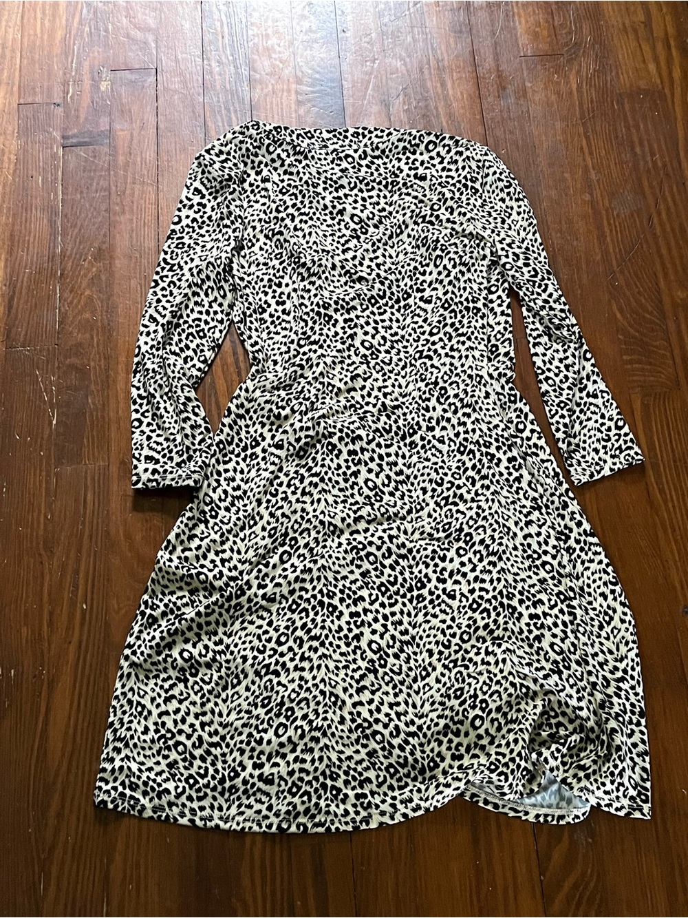 BCBGMaxAzria Black & Cream Leopard Wrap Dress - Picture 6 of 6
